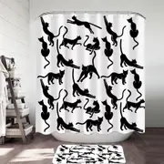 Black and White Cat Silhouettes Shower Curtain