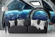 Futuristic Spaceship Interior View Self-adhesive Removable Wallpaper Wall Murals
