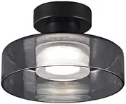 TONFON Glass Flush Mount Ceiling Lamp Black Modern Farmhouse Lighting Ceiling Light Minimalist Round Ceiling Light Fixture for Hallway Balcony Entryway Foyer Stairwell Aisle Loft Restaurant Chandelier