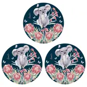 3PK LMD Koala Ceramic Surface Protector Trivet Dish Home Decor Round 25cm Navy