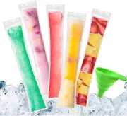 100 PCS Pop Mold Bags Popsicle Pouches BPA Free Ice Pop Pouch with a Funnel for