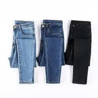 在飛比找ETMall東森購物網優惠-Women black Jeans Hih Waist Je