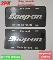 2PACK SNAP ON TOOLS License Plate BOX Chrome LOGO EMBLEM Gloss Black Badge Decal