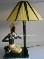 PLASTIC RIBBON LARGE "COOLIE" LEMON with BLACK LAMPSHADE for BARSONY LADY LAMP