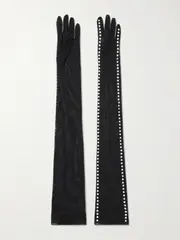 [Oséree] Oséree - Crystal-embellished Mesh Gloves - Black - M/L M/L Black