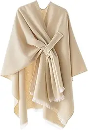 [Raylans] Womens Elegant Shawl Wraps Soft Open Front Poncho Sweater for Spring Fall Winter