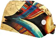 [YTYVAGT] 2-Pc,Scrub Bouffant Caps,Workout Hat with Sweatband Headgear for Women,Ancient Egypt Ethnic Retro