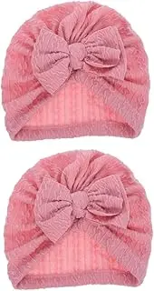 [Healeved] Turban Hats with Bow Stretchy Bonnets for Headwraps Knotted Beanies Pink Shower Present for Newborns