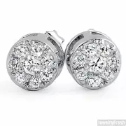 Cluster CZ Cubic Zirconia Silver Stud Earrings