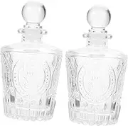 NOLITOY 2 Pcs Carved Glass Aroma Bottles Refillable Essential Oil Diffuser Jars for Home Aromatherapy Transparent Design Chic Decor for Air Purification