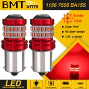 2pc 7506 1156 LED Flash Strobe Blinkinig Brake Stop Light Red Flashing 3 Times (for: Honda Civic)