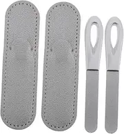 MUCKLILY 2Sets Professional Double Sided Nail File Durable Fingernail Toenail Buffer with Slip Handle Portable for Manicure Pedicure for Home Travel
