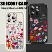 Flower Silicone Case For iPhone 16 15 Pro Max 14 13 12 11 ShockProof Soft Cover