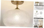Glass Semi Flush Mount Ceiling Light Fixture, Gold Vintage Globe Lamp, Sloped