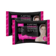 XBC Purifying Charcoal Cleansing Wipes Twin Pack 2x25pk