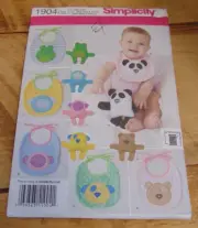 Simplicity Babies Animal Bibs Puppy Panda Monkey Frog Toy Pattern UC #1904