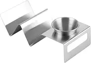 Premium Taco Holders with Removable Sauce Cup - Stainless Steel Taco Stand Rack for Home Kitchen and Restaurant Buffet Tools