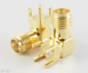 100x SMA RF Female Jack Right Angle 90°PCB Board Mount Coaxial Adapter Connector