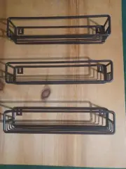 WROUGHT IRON BROWN 12 IN HANGING SPICE SHELF SET of 3