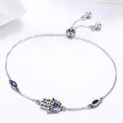 Hamsa Hand Bracelet / Evil Eye Bracelet 925 Sterling Silver / Cubic Zirconia
