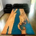 Resin Epoxy Table Top Walnut Wood Table Custom Order For Living Room