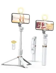 Selfie Stick Tripod 51" with Detachable Wireless Remote, Extendable Selfie