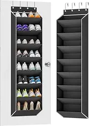 Over The Door Shoe Organiser Storage Fit 16-24 Pairs Hanging Shoe Rack Organiser for Closet Door, Deep Pocket Shoe Holder for Sneakers,Boots Storage(1 Pack Black)