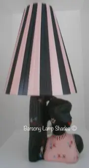 PLASTIC RIBBON PINK / BLACK LAMPSHADE for *TALL* BARSONY LADY LAMP