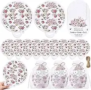 Roowest 30 Sets Tea Party Bridal Shower Favors for Guests Floral Folding Hand Fans Round Shaped Folding Fans with Thank You Card and Organza Bag Tea Party Favors Wedding Party Guests Souvenir Gift