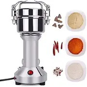 100G Electric Grain Mill Grinder Herb Grinder Stainless Steel Cereal Pulverizer Powder Machine High Speed Spice Mill Powder Machine for Kitchen Cereal Coffee Pepper Beans Nuts Spices