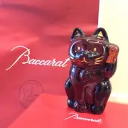 Baccarat Lucky Cat Red Japanese Traditional Maneki Neko Cristal Glass Limited