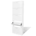 Wooden Shoe Cabinet Shoes Storage Rack Shelf Hallway Drawers Organiser White