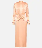 [Alessandra Rich] Alessandra Rich Tie-neck silk satin midi dress AU 4 pink