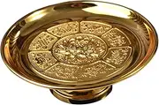 High Base Fruit Tray Golden Lotus Offering Plate for Temple Tribute for Altar Decor with Smooth Surface for Fruits and Sacrificial Offerings