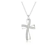 Silver Cross Necklace with Zircon Embellishment