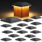 4x4 Solar Fence - Post Lights Outdoor Waterproof 16pack, Deck Cap Light for 4...