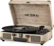 Farmhouse Oatmeal Portable Bluetooth Turntable - Upgraded Audio for Vinyl Lovers