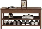 Solid Wood Change Shoe Bench Entrance Shoe Cabinet Multifunctional Storage Stool 2-Layer Shoe Rack Can Sit Long Stool