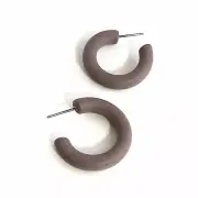 Grey Matte Velvet Lucite Tube Hoop Earrings