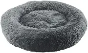 Dog Pet Cat Calming Bed Plush Beds Large Fluffy Donut Comfy Cushion Puppy Mat Gray XL-70cm
