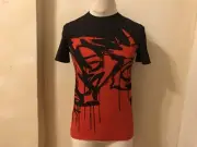 ALEXANDER McQUEEN MCQ ART DRIPPING BLACK RED SWALLOWS T SHIRT S S MADE IN ITALY