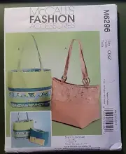 MCCALLS M6296 Sewing Pattern TOTE BAG PURSE ORGANIZER EASY