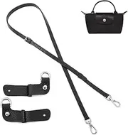 MKUCCD Leather Purse Strap, Replacement Crossbody Shoulder Strap, Punch-Free for Small Bag Handbag Clutch Accessories Set (Black-Silver)