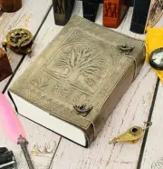 Large Leather Bound Journal Tree of life Spell Book Handmade Notebook # 3 Color