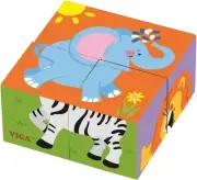 Wooden Wild Animals Cube Puzzle 4-Piece Set