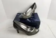 Anne Klein Leather Heels (AK7WAKE) - Women's US 7 1/2, New in Box, Pewter