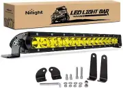Nilight 17 Inch Amber Single Row Led Light Bar Super Slim 80W LED Combo Light