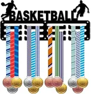 CREATCABIN Basketball Medal Holder Medal Hanger Display Rack Sports Metal Hanging Awards Iron Small Mount Decor Awards for Wall Home Badge Race Running Gymnastics Swimming Medalist Black 11.4x5.1 Inch
