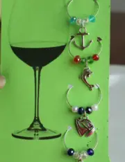 Wine Glass Charm Identifier silver ring anchor dolphin starfish (C-22)