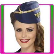 Ladies Pilot Air Hostess Hat Costume Uniform Womens Flight Attendant Accessory